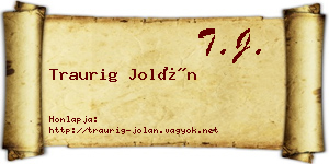 Traurig Jolán névjegykártya